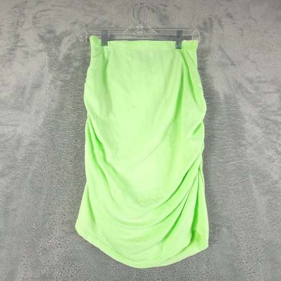 Sundry Womens Pencil Skirt Green‎ Pop Lime Ruched Elastic Waist Pull On 2 New - Picture 1 of 7